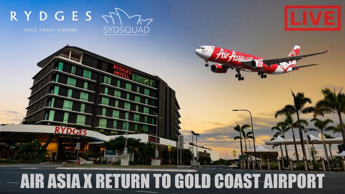 🔴 LIVE - Air Asia X Returns - From Rydges Hotel Gold Coast Airport Plane Spotting w/ Matt + ATC!🔴