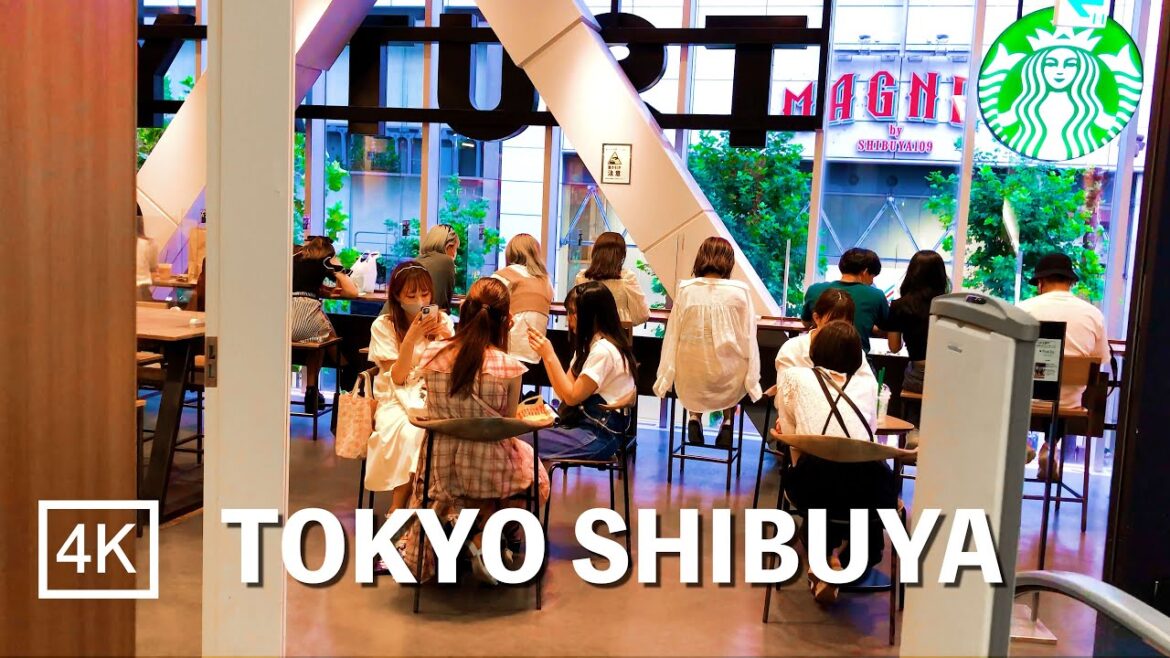 [4K] Tokyo Walking Tour | Inside a CD store in Shibuya Starbucks | 2021 Summer, Japan