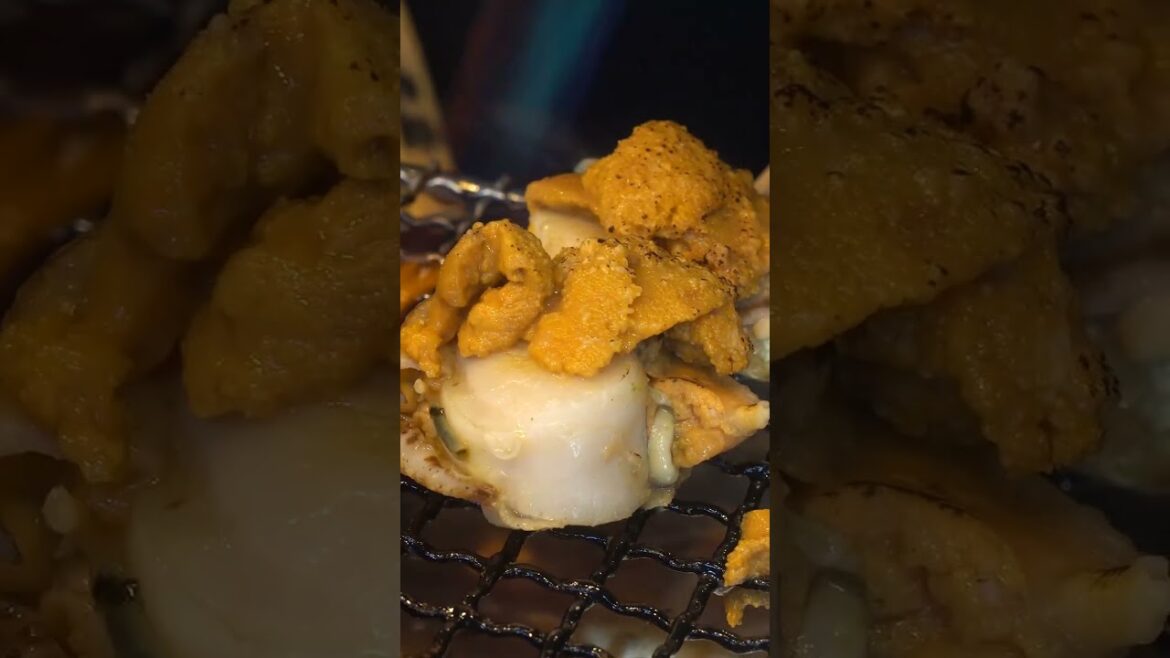 Grilled Scallops with Sea Urchin - Japanese street food