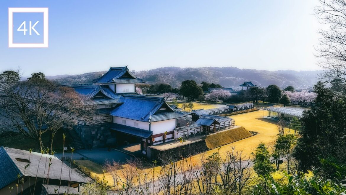 【4K Japan】Walk in the Kanazawa Castle Park|Cherry blossom & piano sound 【4K Japan】Walk in the Kanazawa Castle Park|Cherry blossom & piano sound