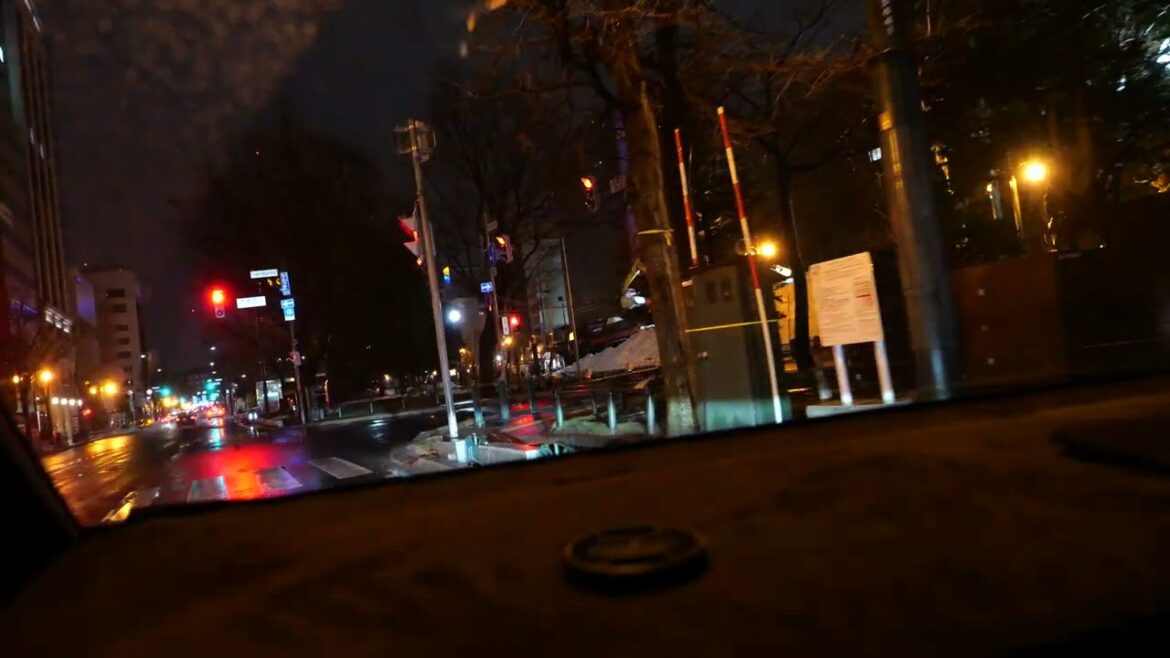 4K/60p 車載動画 GH6 カメラテスト② 夜間側面取り付け（大通 → 南1条通）[ #札幌市]