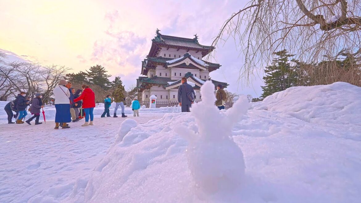 Snowy Japan - Walk to Hirosaki castle・4K HDR