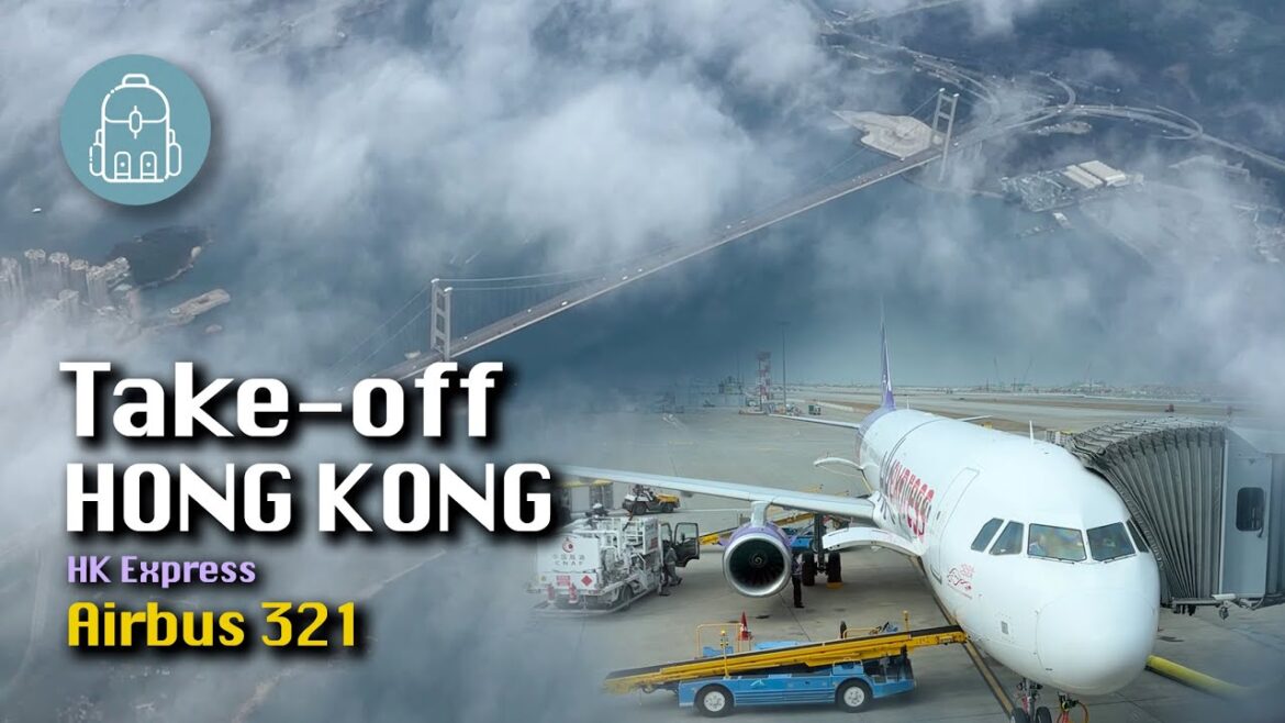 HK Express Airbus A321 Take off from Hong Kong | UO870 | Passenger View HK Express Airbus A321 Take off from Hong Kong | UO870 | Passenger View