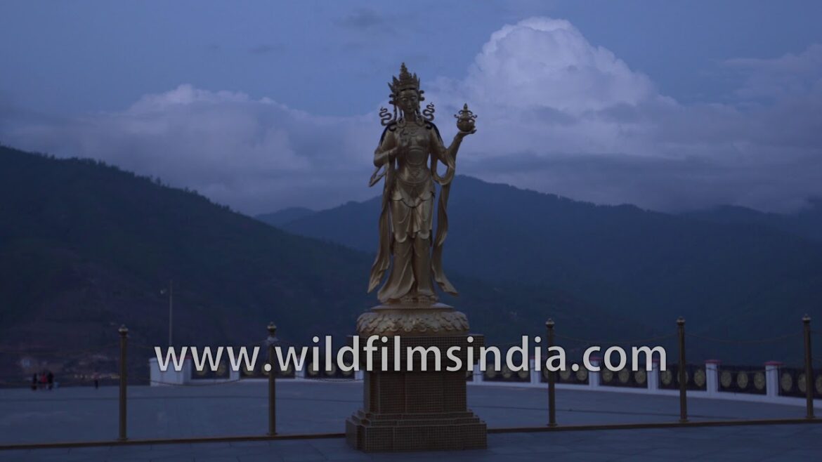 12ft tall statues of Bodhisttavas at Kuensel Phodrang in Bhutan