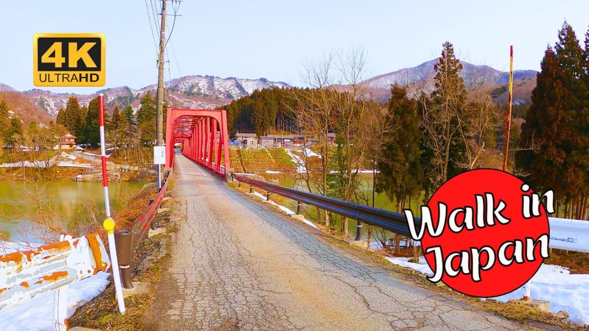 Scenic Red Bridge in the Japanese Mountains (4K 60 FPS)