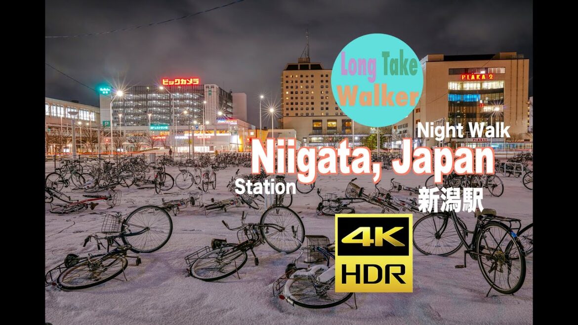 [4k] HDR Virtual walking tour  -1°C Night Walk in Niigata Station,Japan 夜行日本,新潟市