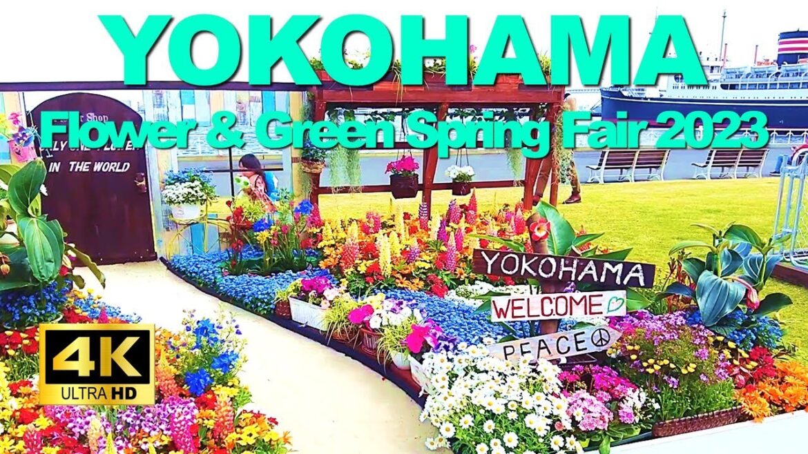【4K🇯🇵】Yokohama Walking Tour - The 45th "Yokohama Flower and Green Spring Fair" 2023
