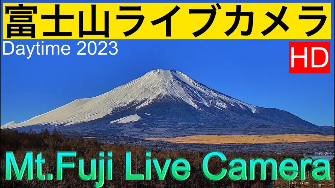 春の富士山、北斎画の富士山、Mt. Fuji" live camera, World heritage of JAPAN.！世界遺産「富士山」昼の部、登山道まで見える、（竹の間）