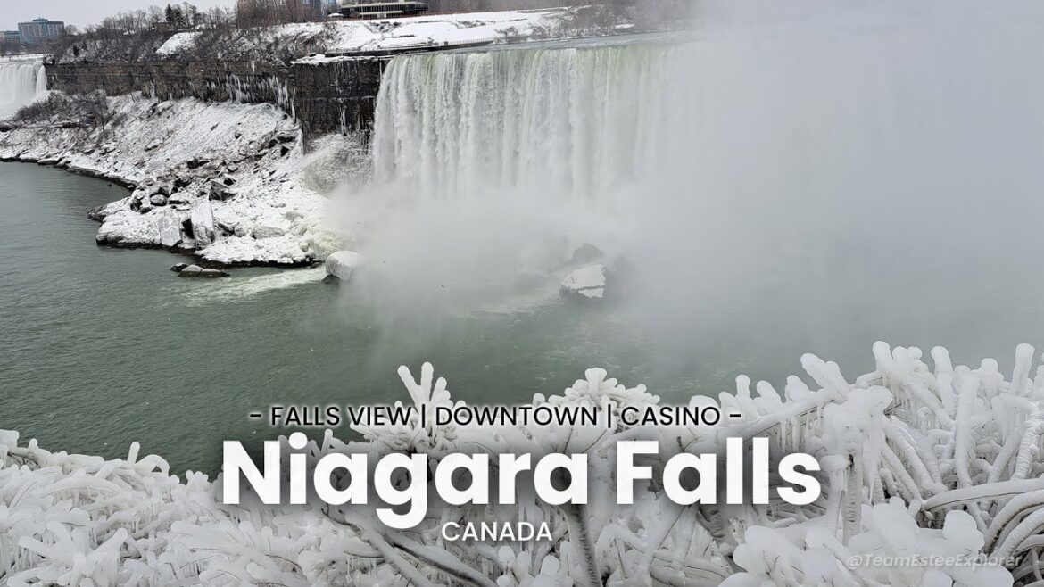 Niagara Falls Canada 2023: Winter Wonderland City Tour 4K - Close Up Falls View to Downtown & Casino