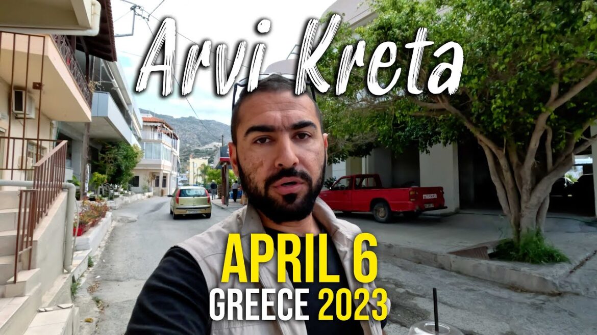 Walking tour in 4k, Arvi South of Crete, beautiful seaside village to visit, Greece 2023