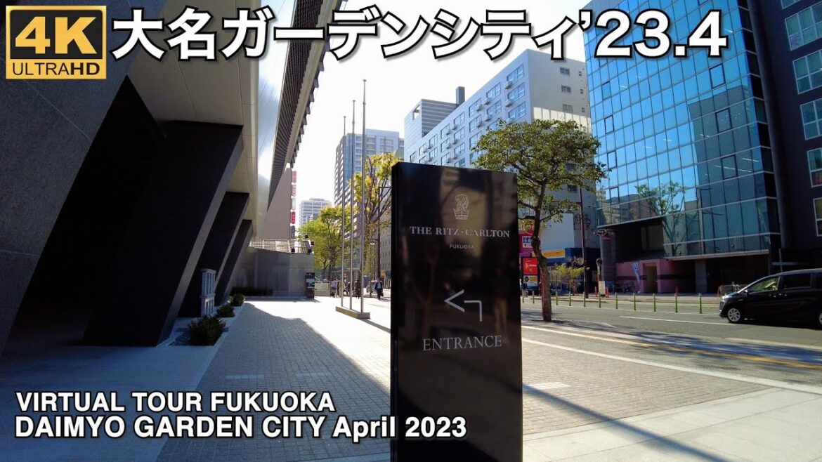 福岡大名ガーデンシティを歩く4k virtual Fukuoka walking tour Daimyo garden city park/The Ritz Carlton Fukuoka