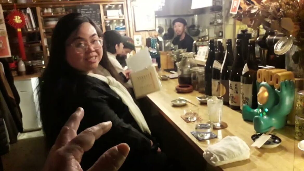 visiting a typical Japanese bar in Hiroshima.