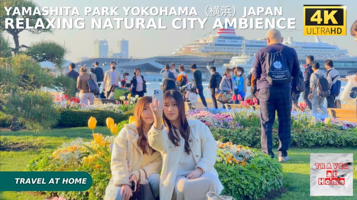 4k hdr japan travel |Sunset Walk in YamashitaPark Yokohama（横浜）japan | Relaxing Natural City ambience