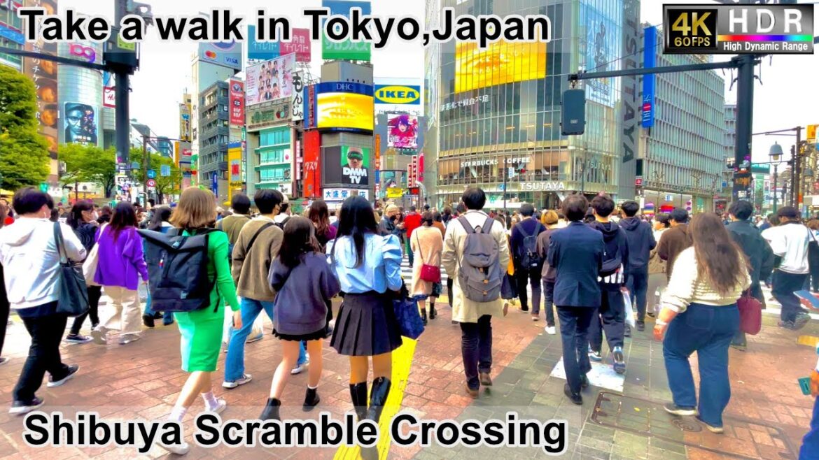 4K 60fps HDR// Take a walk in Tokyo, Japan, Shibuya Scramble Crossing→Dogenzaka→Shibuya Spainzaka