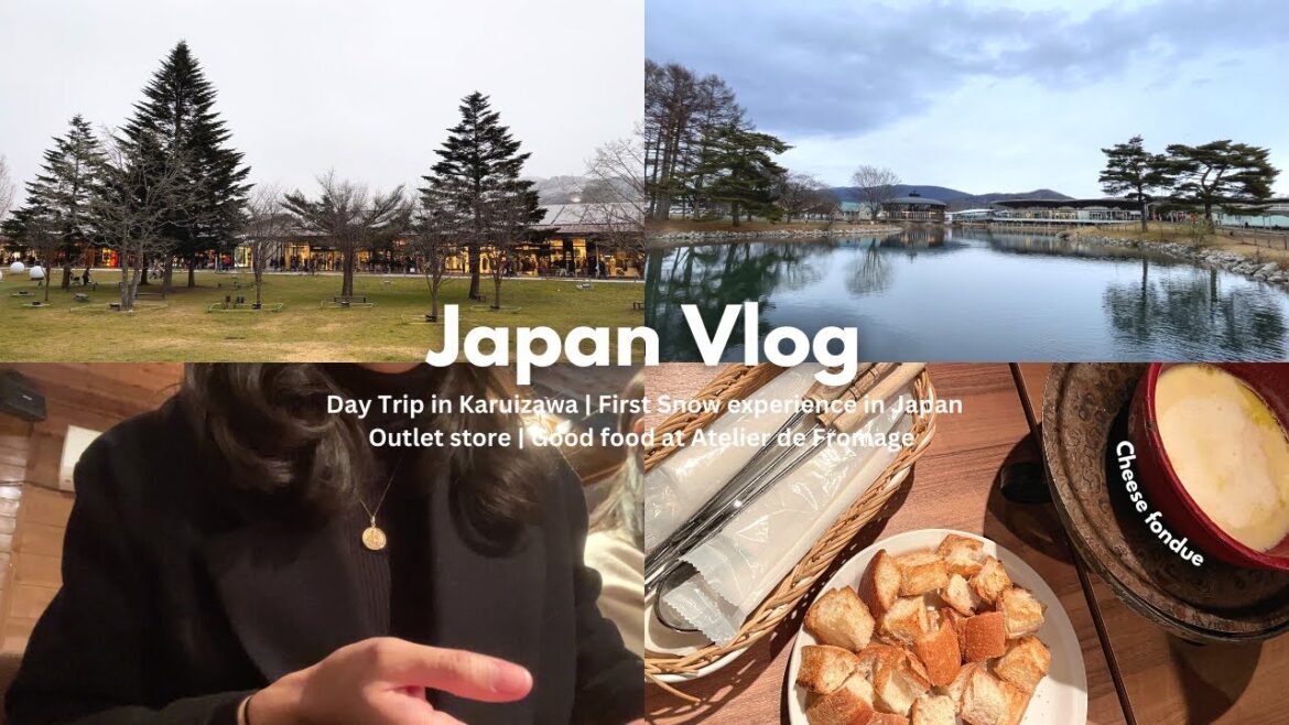 Japan Vlog 🇯🇵 First snow experience in Japan, Karuizawa day trip, outlet store, good food