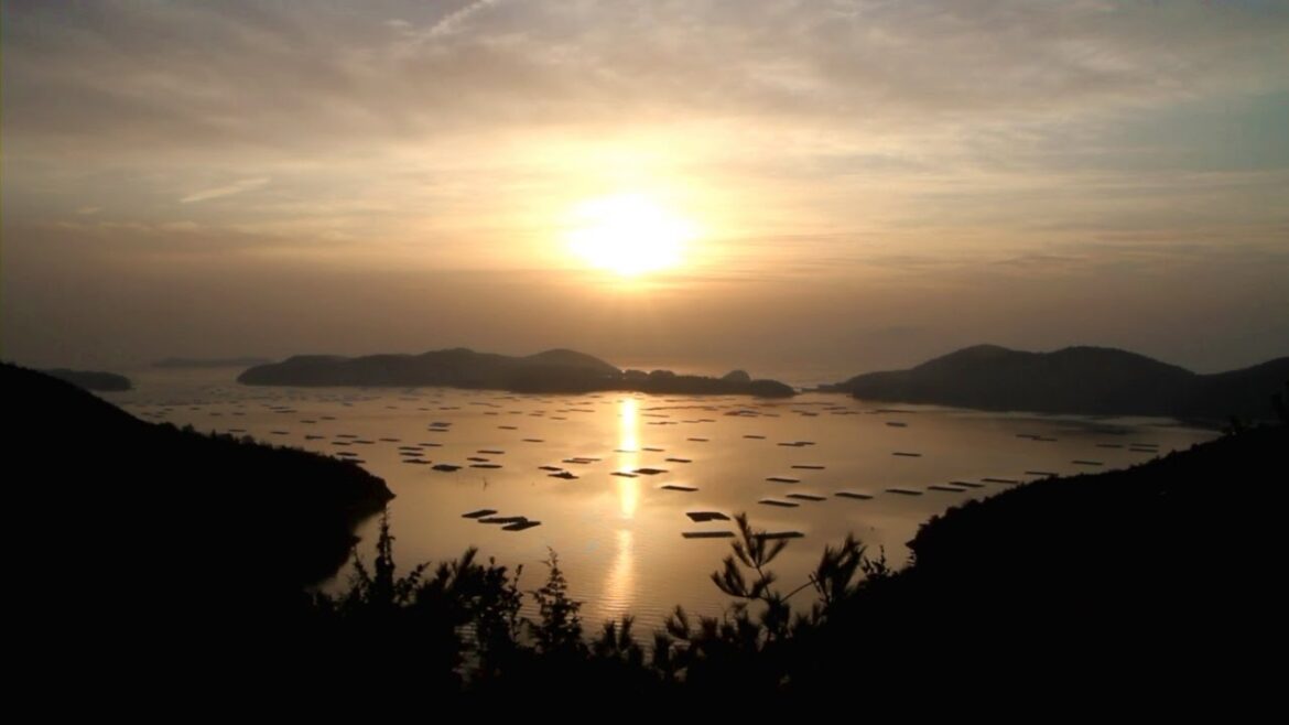 岡山県　虫明　迫門の曙　（瀬戸内海の朝日）　6/7　漁船と夜明け　[HD]