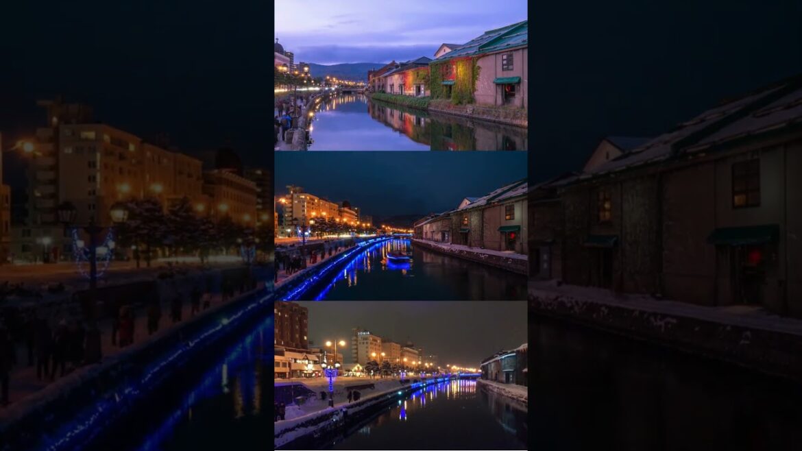 Otaru’s Enchantment: Canal Views Day & Night | Triple View #Shorts Otaru's Enchantment: Canal Views Day & Night | Triple View #Shorts