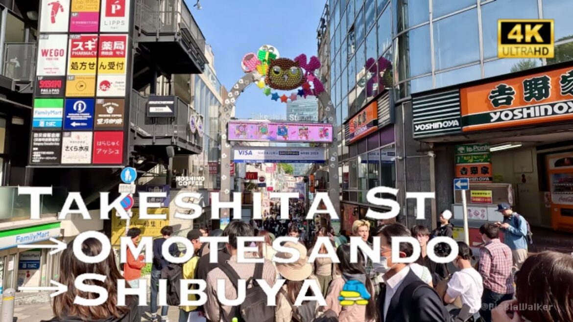 [4K] TAKESHITA Street→OMOTESANDO→SHIBUYA 💛 Non Stop Walking Tour / 原宿竹下通り→表参道→渋谷 散歩