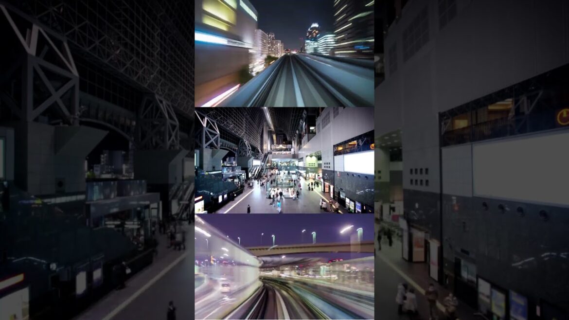 Osaka Station Train Action: Hyper-lapse Triple View 🚆 #shorts
