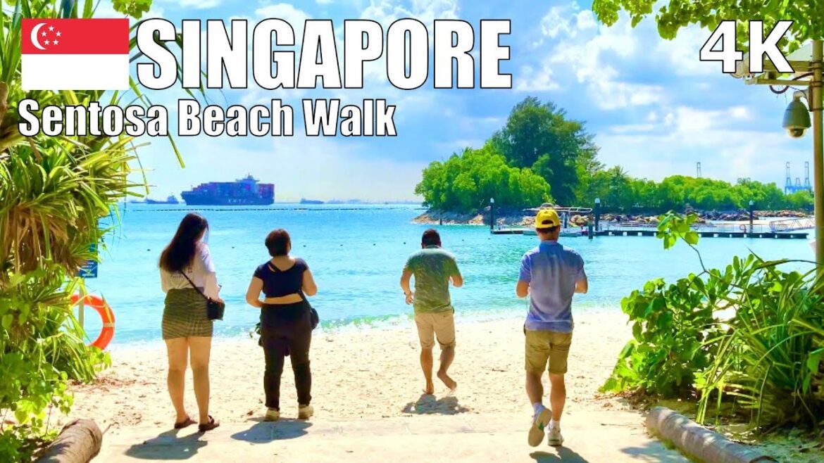 Beautiful Sandy Beaches at Sentosa, Singapore 🇸🇬 – Sunny Day Virtual Walk [4K 60fps] (▶50 min)