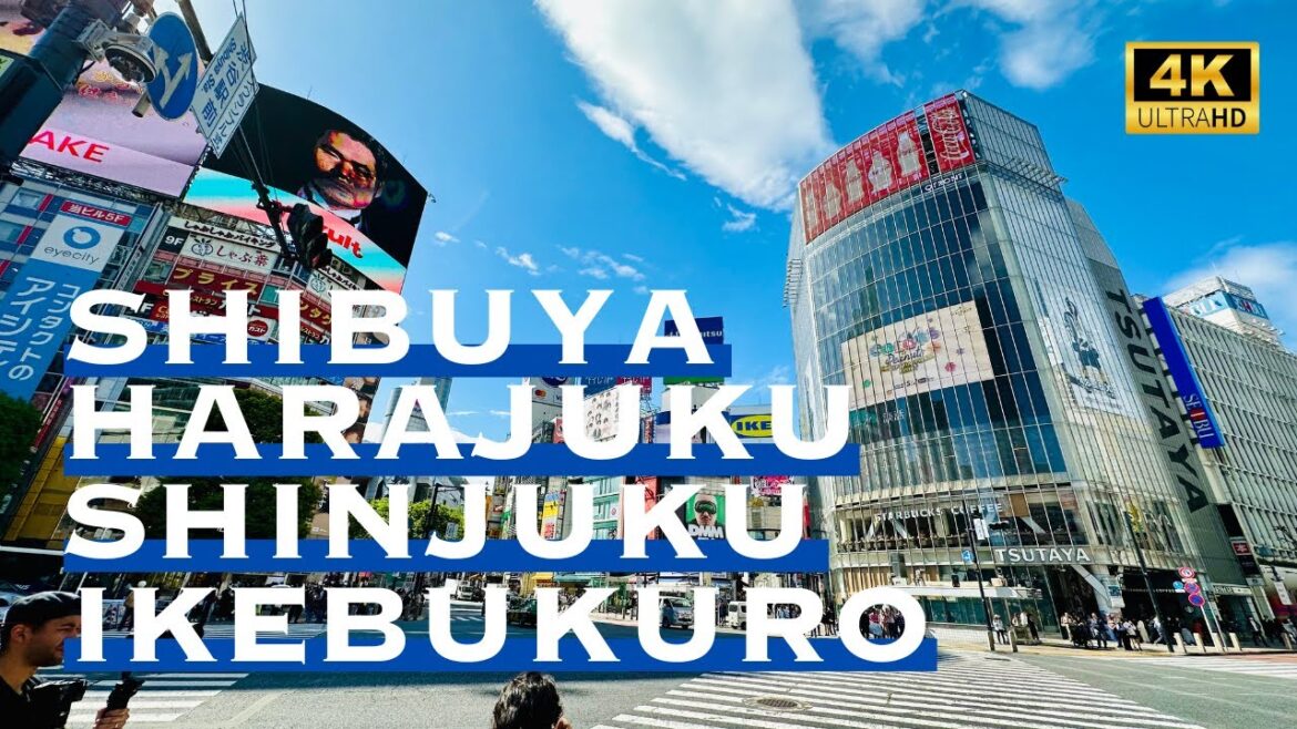 [4K] SHIBUYA→HARAJUKU→SHINJUKU→IKEBUKURO 💛 Non Stop Walking Tour / 渋谷→原宿→新宿→池袋 散歩【作業用】