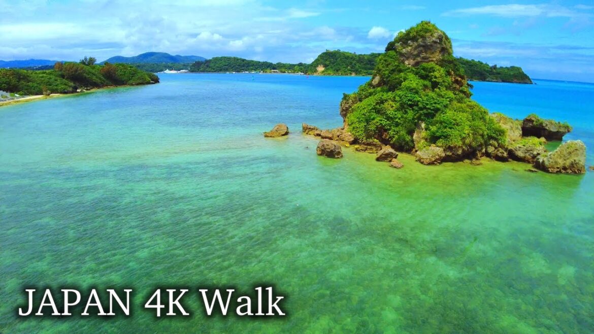 【4K】Japan Walking Tour - Okinawa's Beautiful Sea and Huge Bridge