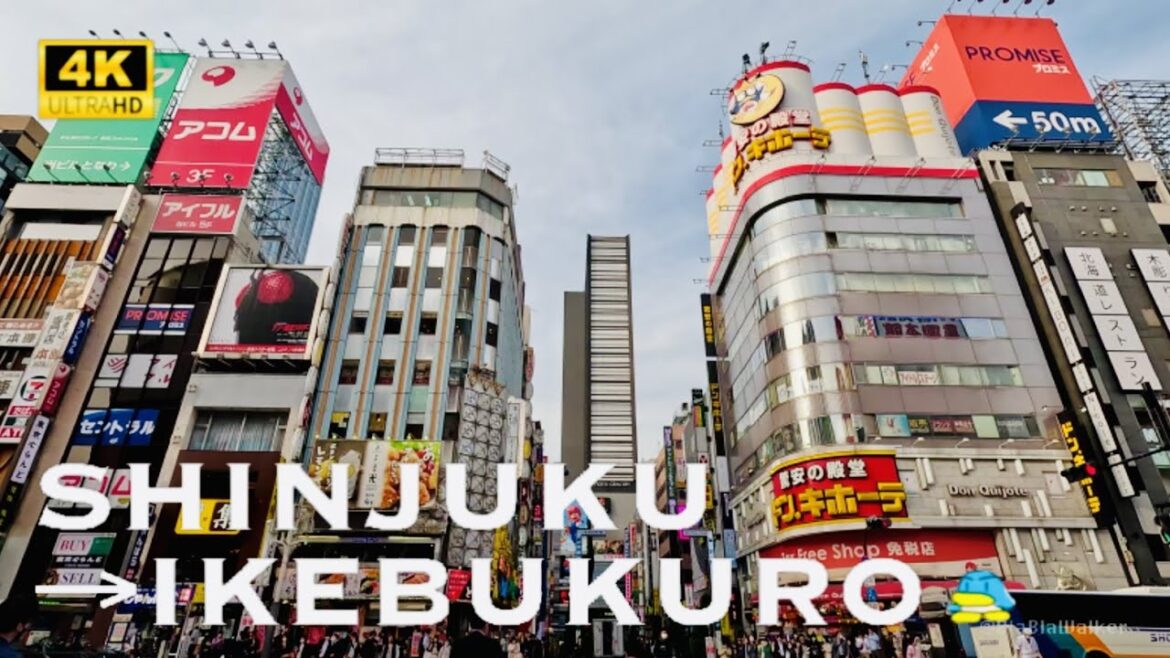 [4K] SHINJUKU→IKEBUKURO 💛 Non Stop Walking Tour / 新宿から池袋  散歩