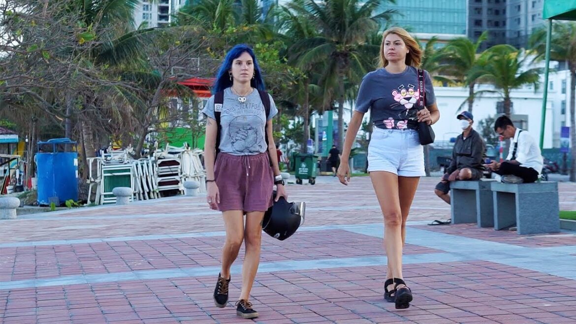 Unforgettable Moments At The Beach - Beautiful Girls, Vietnam Beach Scene Walking Tour