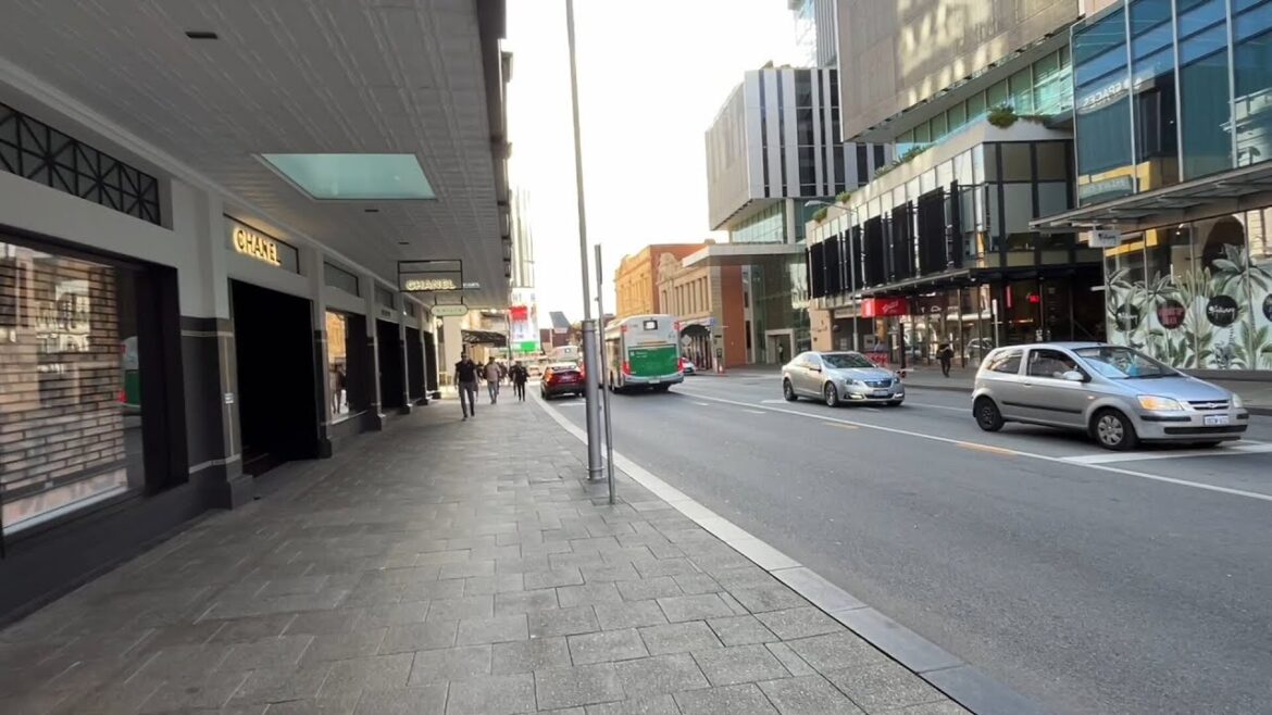 Walking Tour of Perth Australia - William Street between Murray Street & Wellington Street ((2023)