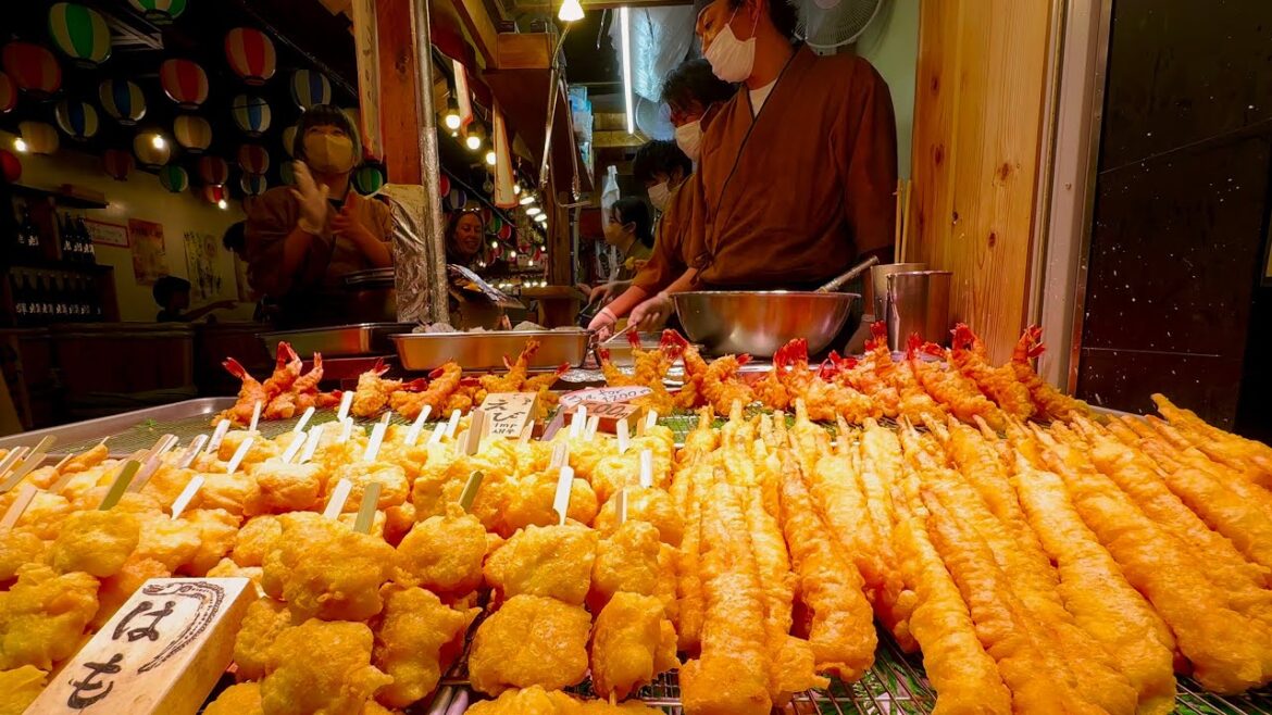 Japanese Tempura craftsman from a Local Food Stall- Japan street food