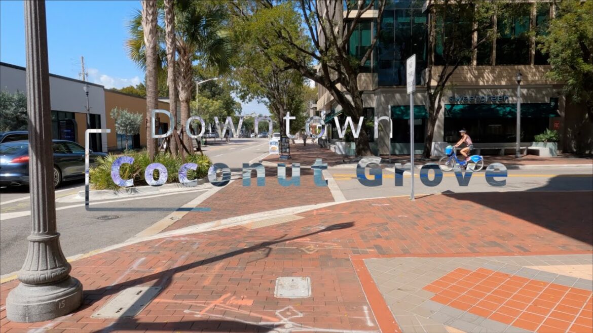 Coconut Grove Downtown. Walking Tour. March 2023 (Part I) (4K 60fps)