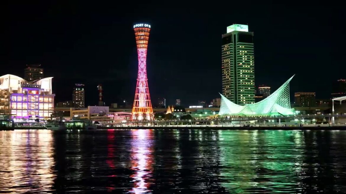 Japan Travel | Kobe Port Tower | Mosaic Big Ferris Wheel | Night View | Music | Scenic