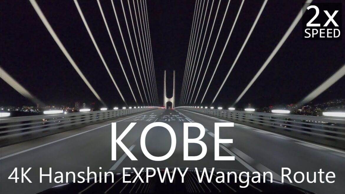 4K Night Drive from Osaka to Kobe on Hanshin EXPWY Wangan Route 31km