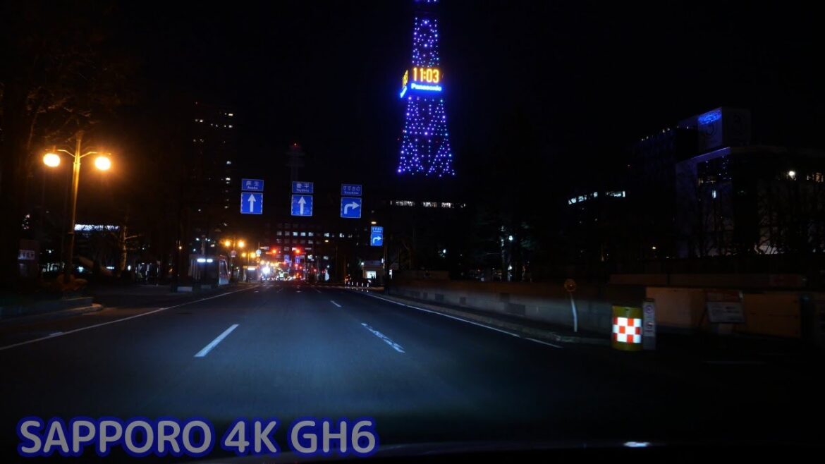 #札幌市  中央区中心部  GH6 4K/60p 車載動画  夜景ドライブ  2023-04-12