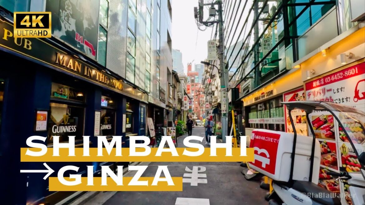 [4K] Shimbashi → Ginza 💛 Nonstop Walking Tour / 新橋から銀座 散歩
