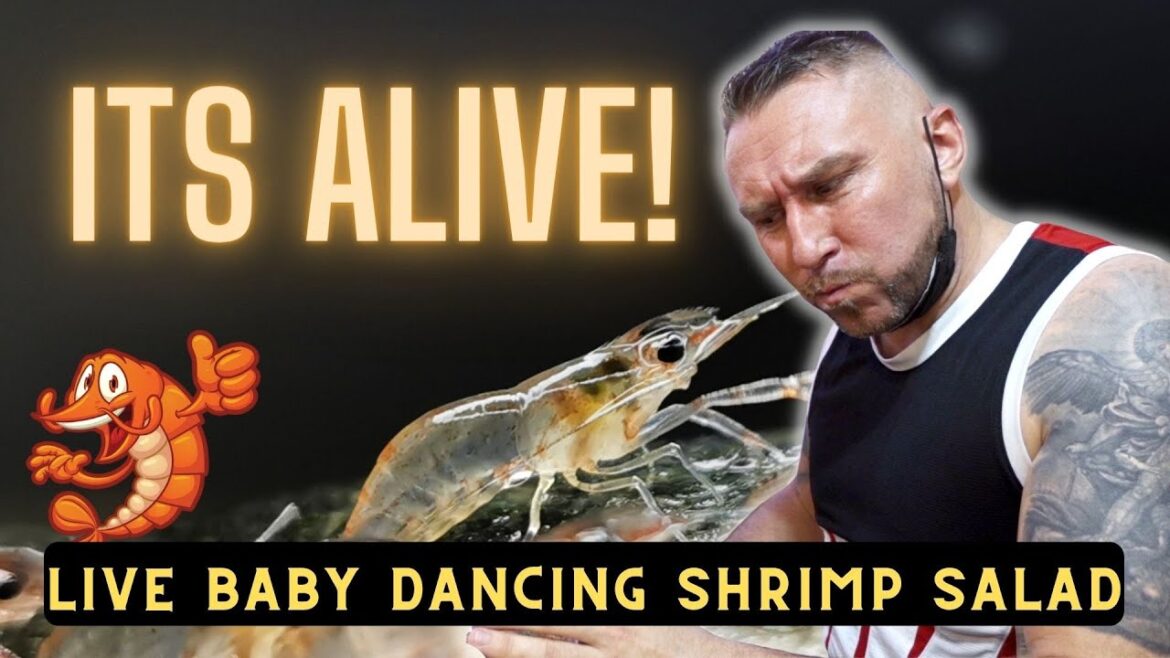 Eating Live "Baby Dancing Shrimp" Salad (Goong Ten, กุ้งเต้น) at Chillva Market, Phuket, Thailand