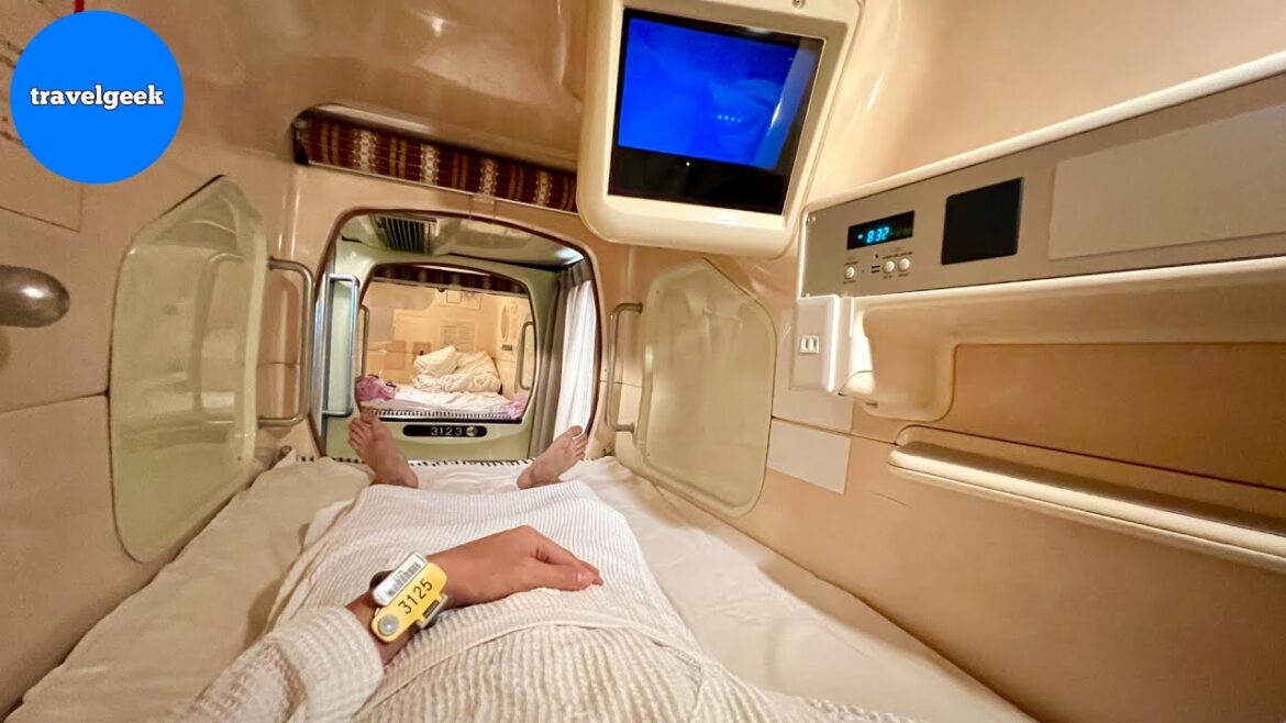 Trying the Japan's Incredible Capsule Hotel like a Spaceship | Capsule Inn Osaka