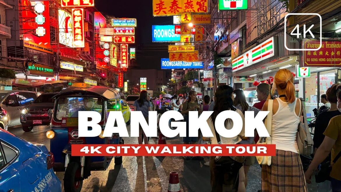 Bangkok, Thaialnd Walking Tour - Chinatown Yaowarat Walking Street [4K Ultra HD - 60 FPS]