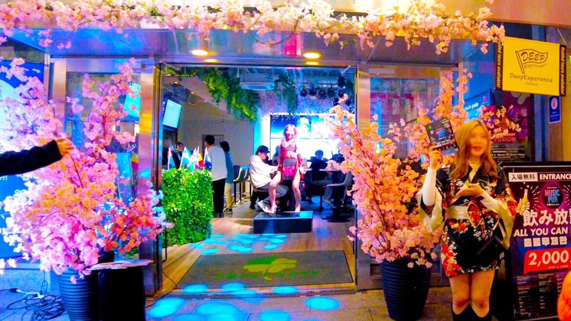 Osaka Walk 🐶🍻Night Dance Town Dotonbori♪💖4K ASMR non-stop 1 hour 02 minutes