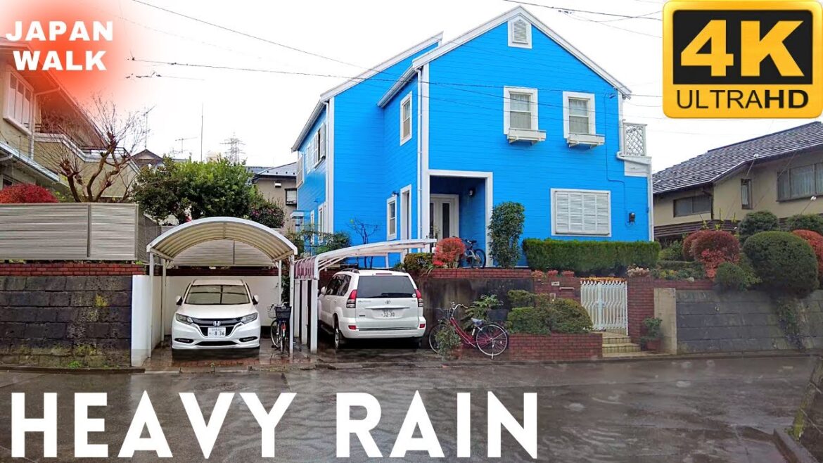[4K] Heavy Rain Japan 2022 Walk | Modern Neighborhood Walk In Chiba Japan| Relax ASMR Rain Sound