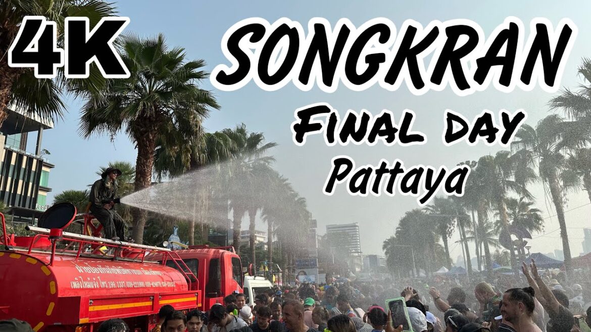 Pattaya Beach Road Walking Tour, Thailand | Final day of Songkran | Water festival 2023 | 4K