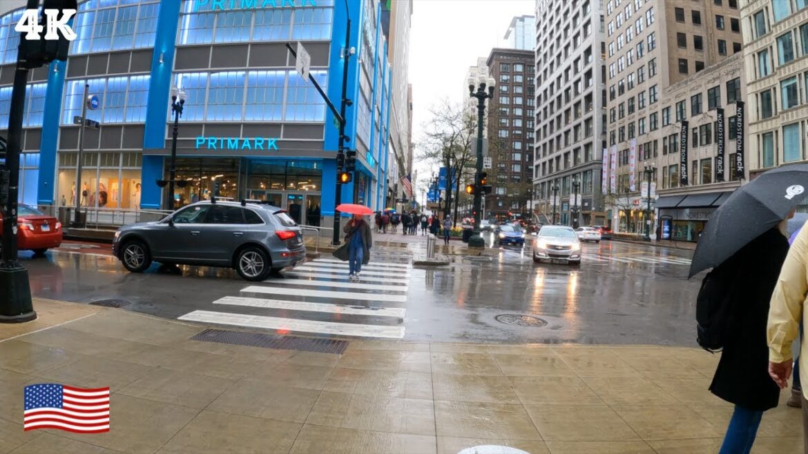 RAINY DAY IN DOWNTOWN CHICAGO WALKING TOUR - SPRING 2023 [4K]