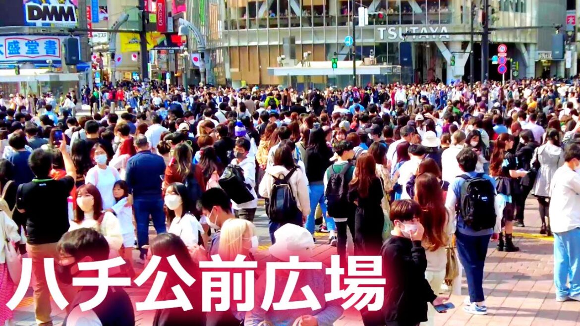 4K GWで超大混雑の渋谷ハチ公前広場 / Very Crowded Shibuya Hachiko Square on Long Holiday in Tokyo, Japan 4k 60fps