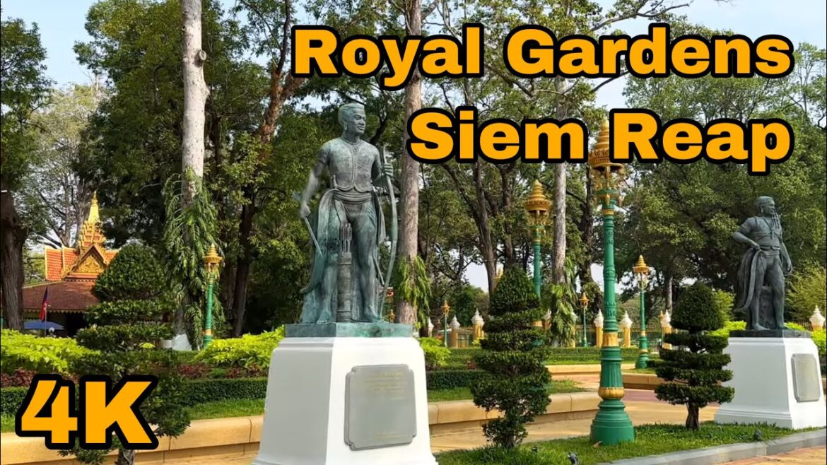 4K Siem Reap walking tour | Royal Independence Gardens and Royal Residence