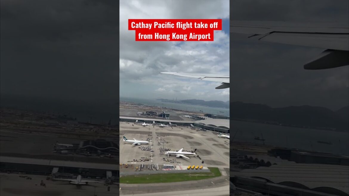 Cathay Pacific flight take off to Los Angeles California from Hong kong Airport #hongkong #airport