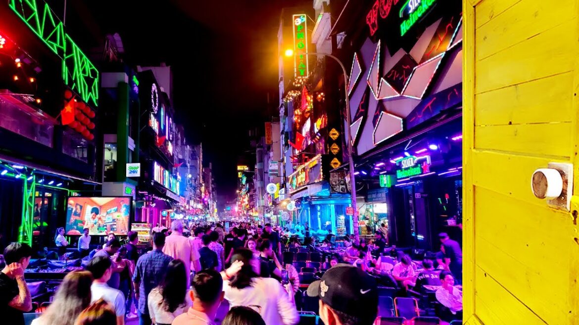 【4K Stroll】Bui Vien Street - Ho Chi Minh - Vietnam / The Joyful Night in the Center of Saigon