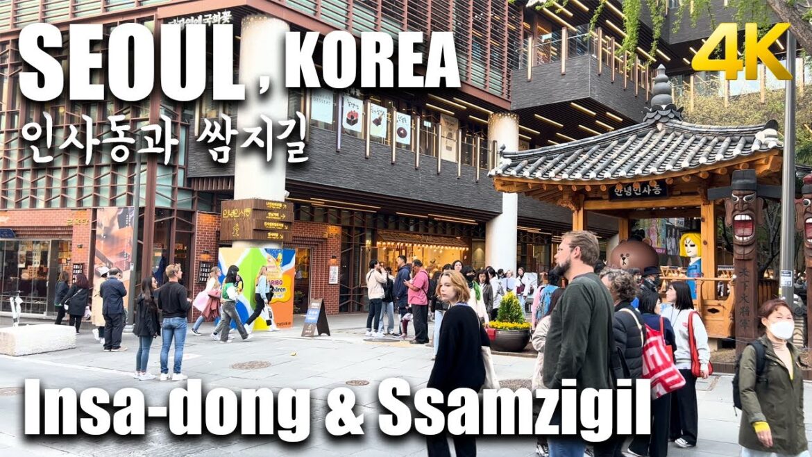 4K Walk Korea , SEOUL Insa-dong street & Ssamzigil shopping mall (ASMR)