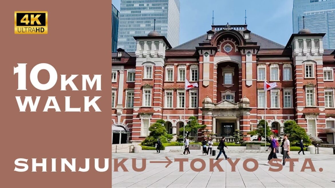 [4K] 10km Walk SHINJUKU to TOKYO Sta. (6 miles) 🐧 Nonstop Walking Tour / 10km散歩 新宿から東京駅