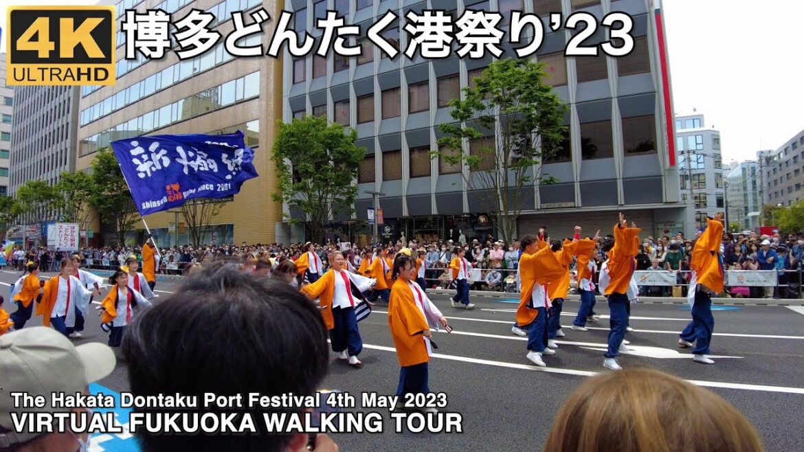 博多駅どんたくストリート2023 4k virtual tour Fukuoka Hakata Dontaku port festival