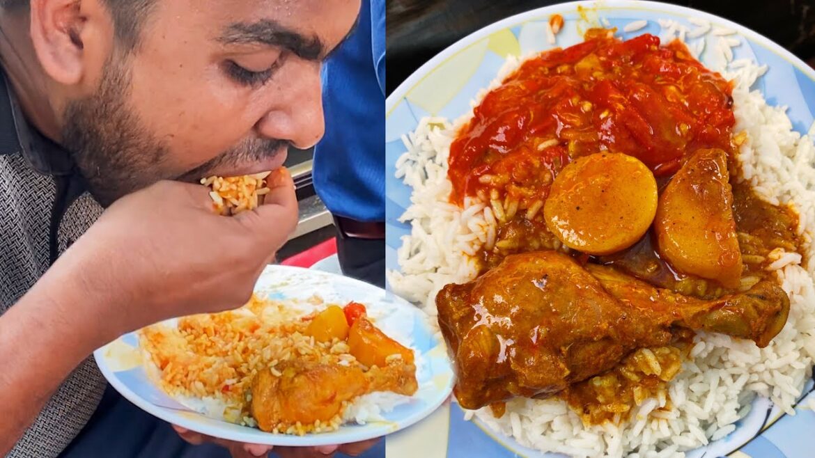 Eating Lunch(Rice & Chicken Curry, Vegetable) With Friends at Banani Street Cart